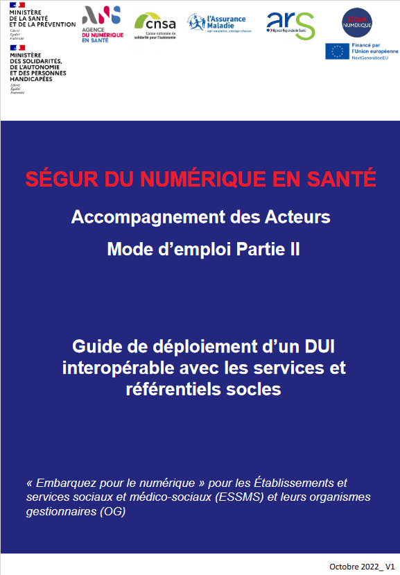 1ère page du Guide de déploiement d’un DUI interopérable avec les services et référentiels socles